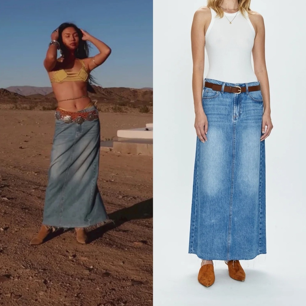 Anthropologie Pistola Maxi Raw Hem Long Denim Skirt